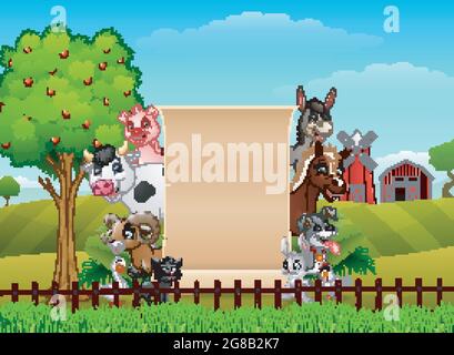 Farm animals with a blank sign bamboo Stock Vector Image & Art - Alamy