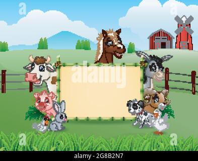 Farm animals with a blank sign bamboo Stock Vector Image & Art - Alamy