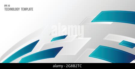 Abstract design of blue wavy pattern rectangle decorative template. Futuristic style of movement background. illustration vector Stock Vector