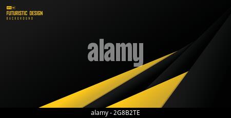 Abstract black and yellow wide tech overlap design background. Overlapping design for cover. illustration vector Stock Vector
