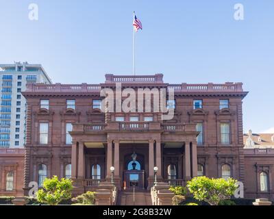San Francisco, MAY 20, 2021 - Exterior view of the James C. Flood Mansion Stock Photo