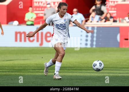 OL Reign forward Sofia Huerta (11) plays the ball during a NWSL match against the Chicago Red Stars at SeatGeek Stadium, Sunday, July 18, 2021, in Bri Stock Photo