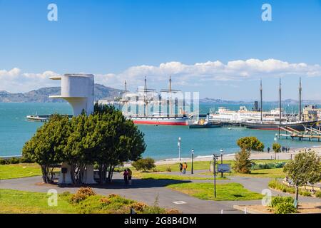 San Francisco, MAY 22, 2021 - Sunny view of the Maritime Garden Stock Photo