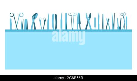 Surgical instruments. Opera medicine. Background illustration. Medicines and services of a cardiologist. Medicinal drugs. Pharmaceuticals. Ambulance. Stock Vector