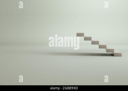 3D model of a white staircase. Staircase made of white bricks. Empty space. Isolated objects on a white background Stock Photo