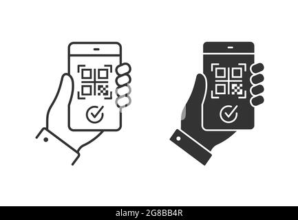 QR code of the vaccination passport icon. Vector illustration on white background. Stock Vector