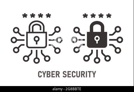 Cyber security icon. Vector illustration isolated on white. Stock Vector