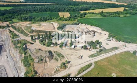 Quarry for the extraction of granite. Granite quarry. Stock Photo