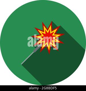 Party Sparkler Icon. Flat Circle Stencil Design With Long Shadow. Vector Illustration. Stock Vector