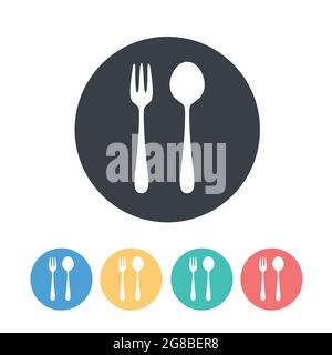 Abstract logo of a cafe or restaurant. A spoon and fork on a plate. A simple outline. Stock Vector