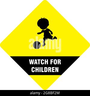 watch for children sign, vector artwork Stock Vector