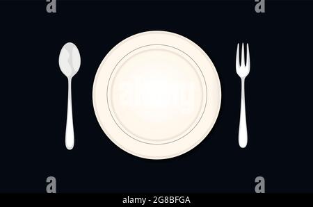Kitchen utensil spoon plate fork. Vector stock Stock Vector