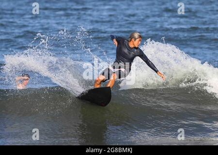 Chiba, Japan. 18th July, 2021. Kanoa Igarashi (JPN), July 18, 2021 - Surfing : Before the Tokyo 2020 olympic Games at the Tsurigasaki Surfing Beach in Chiba, Japan. Credit: KONDO/AFLO/Alamy Live News Stock Photo