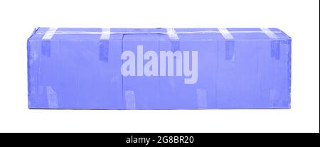 Very large blue cardboard box, isolated on white Stock Photo