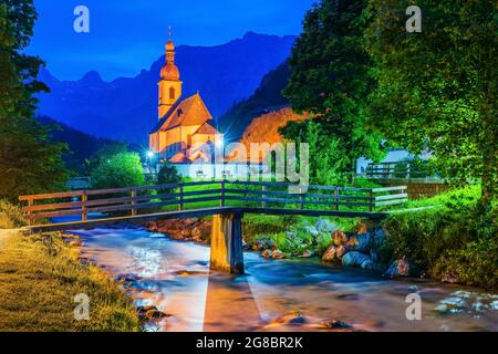 Berchtesgaden National Park, Germany. Parish Church of St. Sebastian in the village of Ramsau Stock Photo