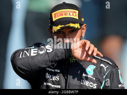 File photo dated 18-07-2021 of Mercedes' Lewis Hamilton. Issue date: Monday July 19, 2021. Stock Photo