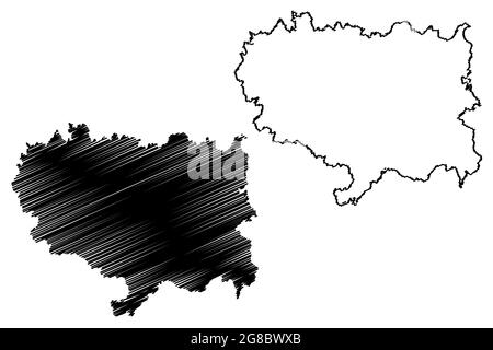 Ravensburg district (Federal Republic of Germany, rural district, Baden-Wurttemberg State) map vector illustration, scribble sketch Ravensburg map Stock Vector