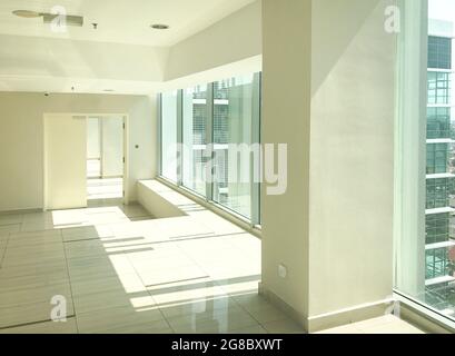 Empty corridor in modern office building. Copy space. Stock Photo