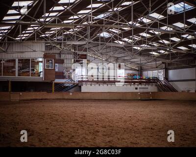 Saint Contest, France, Normandy July 2021. Horse hall, training and training place for riders and horses, playground Stock Photo