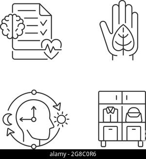 Positive progress in life linear icons set Stock Vector