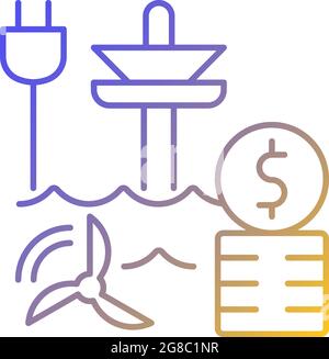Tidal energy price gradient linear vector icon Stock Vector