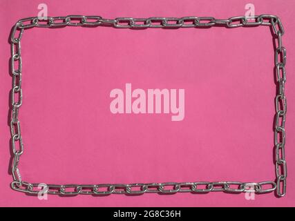 Frame chain pink background Locked Lockdown Framed Chained Stock Photo