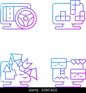 Life simulator games types gradient linear vector icons set Stock Vector