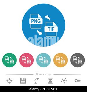 PNG TIF file conversion white flat icons on color rounded square ...