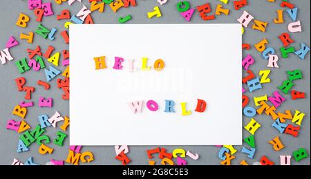 Colored wooden alphabet top view. Stock Photo