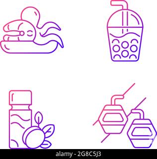 Taiwan entertainment gradient linear vector icons set. Stock Vector