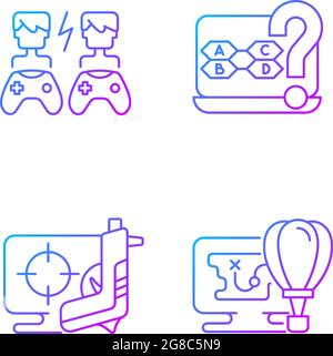 Cooperative games gradient linear vector icons set Stock Vector