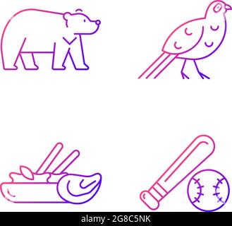 Taiwan national endemic gradient linear vector icons set. Stock Vector