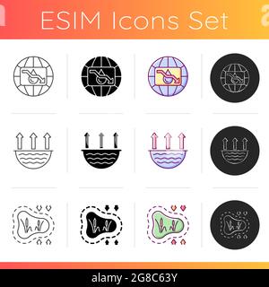 Water resources lacking icons set Stock Vector