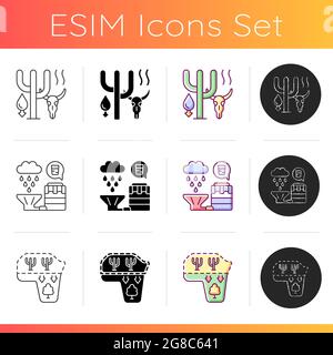 Worldwide rising water demand icons set Stock Vector