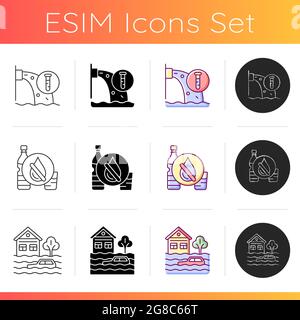 Water stress icons set Stock Vector
