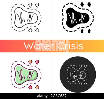 Disappearing wetlands icon Stock Vector