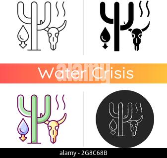 Extreme drought causing animals extinction icon Stock Vector