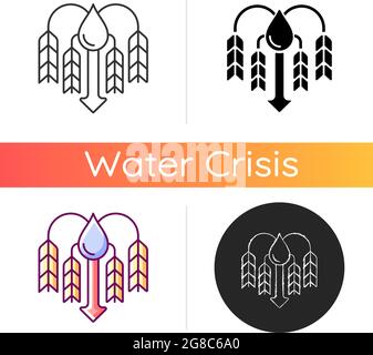 Crop shortage due to water resources lack icon Stock Vector