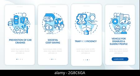 Hybrid car pros onboarding mobile app page screen. Stock Vector