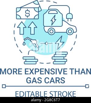 Electric vehicles more expensive than gas cars concept icon. Stock Vector