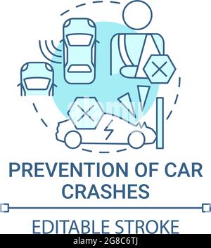 EV crashes prevention concept icon. Stock Vector