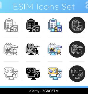 Work tracking gradient icons set Stock Vector