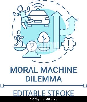 Moral machine dilemma concept icon. Stock Vector