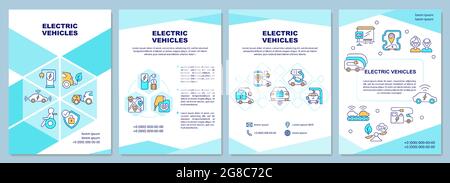 Electric vehicle demonstration brochure template. Flyer, booklet, leaflet print, cover design with linear icons. Vector layouts for presentation, annu Stock Vector