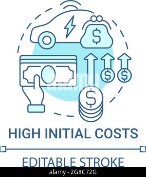 EV high initial costs concept icon. Stock Vector