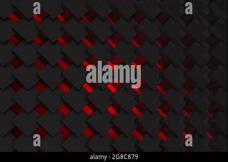 Abstract 3D background consisting of many cubes connected together against a red glow background Stock Photo