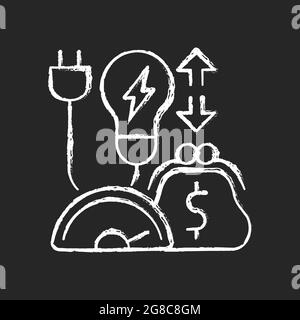 Energy efficiency program chalk white icon on dark background Stock Vector