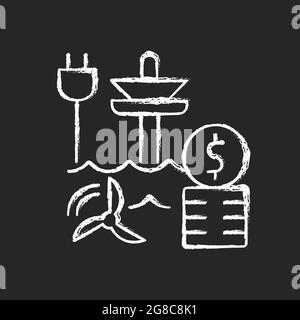 Tidal energy price chalk white icon on dark background Stock Vector