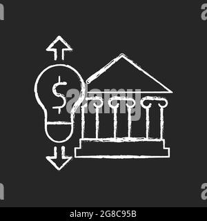 Government energy price regulation chalk white icon on dark background. Community utility supply and service cost. Electricity usage efficiency. Isola Stock Vector