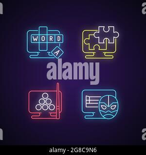 Online quiz neon light icon. Quiz app. Play intellectual game